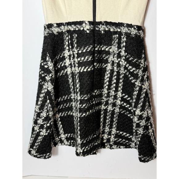 Alice + Olivia Dress Black White Plaid Tweed Collar Short Sleeve Party Career - Picture 7 of 10